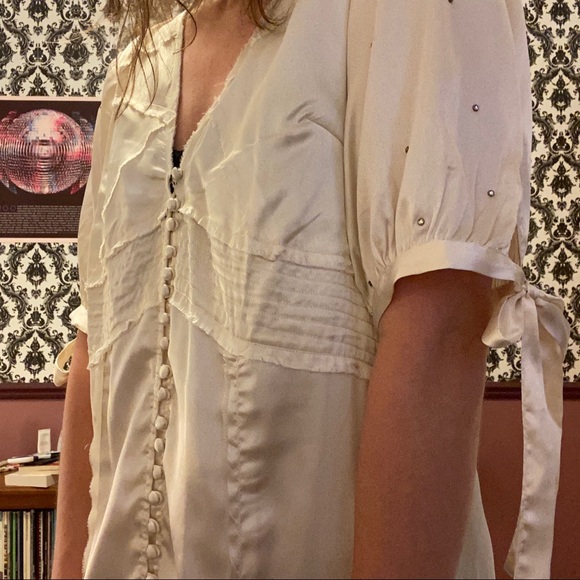 Topshop Satin Button Up Midi Dress w/Embelishments - Picture 7 of 8